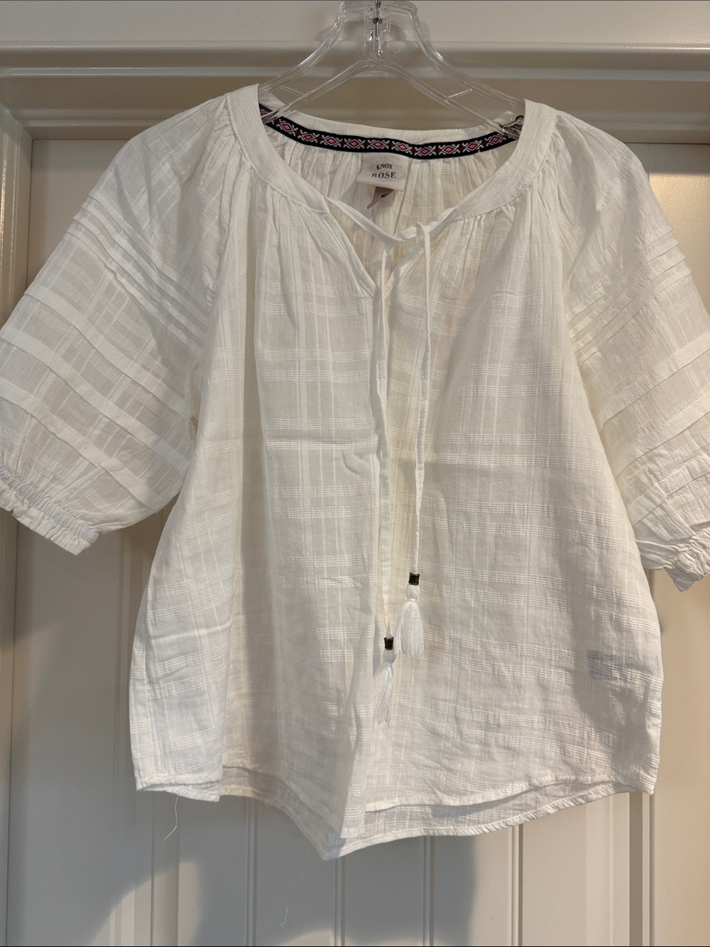 Knox Rose White Gauze Peasant Blouse